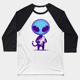 Alien holding cat funny Baseball T-Shirt
